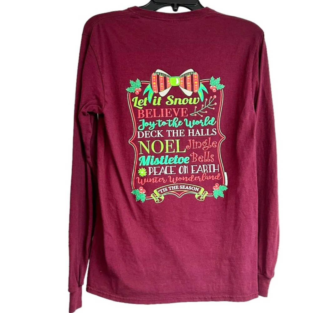 Southern Girl size small long sleeved burgundy Christmas tee shirt